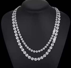 Collar de moissanita VVS1 con cadena de tenis, colgante de plata esterlina fina, oro helado y oro rosa, regalo de diamantes para él o ella - Product Image 1