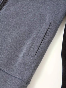 Sweats à capuche pour hommes, automne, fermeture éclair, patchwork, manches longues, logo personnalisé, poches, cordon de serrage, 100% coton, séchage rapide, respirant, vente en gros - Product Image 6