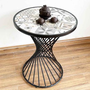 Contemporary Round Living Room <b>Coffee</b> <b>Table</b> CFD68148 with Ceramic Top and Iron <b>Legs</b> Stylish Decorative Furniture - Product Image 3