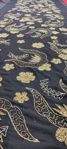 Tissu de broderie perlé noir africain de luxe avec perles et paillettes perles faites à la main pour robes de soirée - Product Image 3