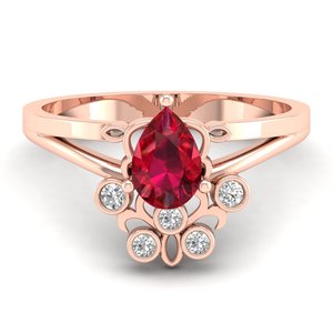 Anillo de Oro Amarillo de 14K con Moissanita de Lujo REYES, Recién Llegado, Corte Pera, Gema de Rubí de 0.75 Quilates, Joyería de Regalo de Boda para Mujer - Product Image 6