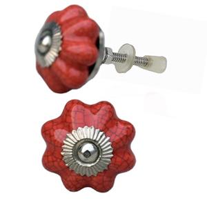 Venta caliente perillas de cerámica de melón craquelado rojo tiradores de manija de gabinete de cajón Industrial para cocina sala de estar para apartamentos - Product Image 2
