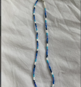 Shades of <b>Blue</b> <b>beaded</b> necklace Valentines day gift for her jewelry Handmade Alexandrite Birthstone Necklace - Product Image 2
