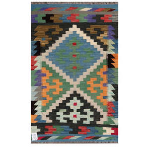 Alfombra Kilim de Maimana, Afganistán, 121 x 74 cm, Arte de Pared, Pieza Decorativa - Product Image 1