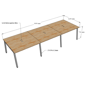 Escritorio Modular Aton Concept HBAT015 de 6 Piezas, 360x120 cm, Diseño Contemporáneo, Patas de Acero, Requiere Ensamblaje, para Dormitorio u Oficina - Product Image 6