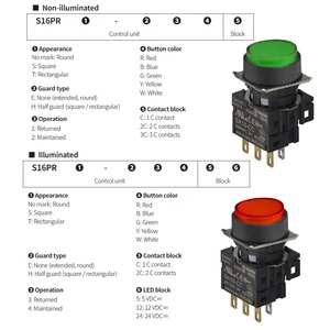 Interrupteur lumineux Autonics S16PR-E3RC24 bouton poussoir 16mm certifié EAC - Product Image 3