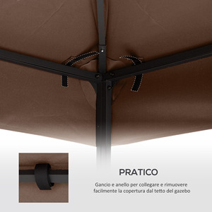 Outsunny Toit de remplacement pour gazebo de 3x3m à 2 niveaux résistant aux UV, café - Product Image 6