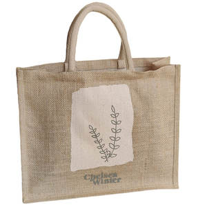 New Arrival <b>Large</b> Capacity Jute <b>Bag</b> Zipper Closure Embroidery Quality Fabric Material <b>Makeup</b> Fashion Style-Exclusive for India - Product Image 4