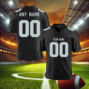 Maillot personnalisé noir gris personnalisé imprimé nom de l'équipe numéro adulte enfants respirant athlétique maillot de football américain - Product Image 4