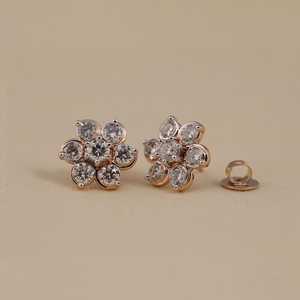 Floral Lab Grown Diamond Stud <b>Earrings</b> with <b>Screw</b> <b>Back</b> and Push <b>Back</b> Closures ER14204 - Product Image 4