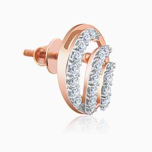 Boucles d'oreilles en or rose avec diamants et houle scintillante - Product Image 4