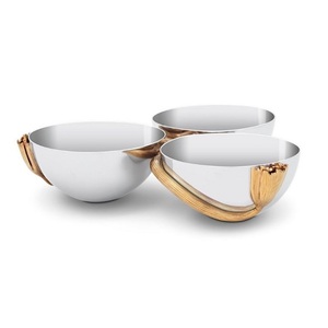 Bols en acier inoxydable 3 en 1 Dernière arrivée Design unique Bol de service à dessert fait à la main Ustensiles de cuisine de table Fournitures - Product Image 4