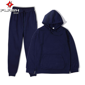 Ensemble de vêtements de sport décontractés d'hiver pour hommes, survêtement respirant en polaire de couleur unie avec pull à capuche, pantalon de survêtement Streetwear Jogger - Product Image 5