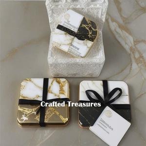 Ensemble de 6 sous-verres personnalisés en ardoise noire et marbre pour cadeau d'anniversaire de mariage - Product Image 5