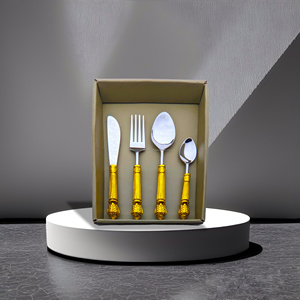 304 18/10 europeo real lujo oro plata cubiertos acero inoxidable y latón boda Metal cuchara tenedor cubiertos - Product Image 6