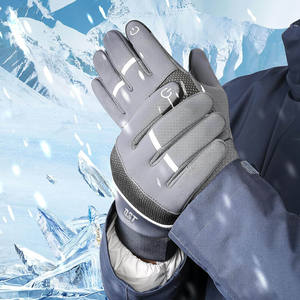 Gants de ski de sport avec logo personnalisé avec coque en cuir résistant à l'eau, tissu imperméable à pois en silicone antidérapant pour le snowboard - Product Image 5