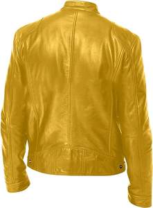 Automne hiver hommes confortables vestes en cuir doux au toucher col montant motif décoration haute respirant tissé vêtements légers - Product Image 2