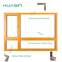 Ventanas de Aluminio con Revestimiento de Madera, Estilo Europeo, Personalizadas por Huasin, con Arco de Vidrio Doble, Certificación NFRC, Apertura Interior