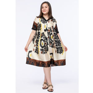 Ropa de niña superventas de moda OEM ODM escote en V manga corta vestido de niña estampado en fabricación al por mayor - Product Image 4