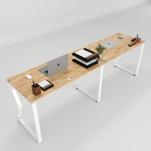 Mconcept HBMC026 2-Parallel Cluster <b>Desk</b> 60x240cm Modern Minimalist Design Contemporary <b>Office</b> Furniture <b>Foldable</b> Melamine Wood - Product Image 2
