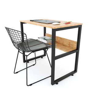 Mesa Minimalista SIBA 80x50x75(cm) con Estructura de Hierro y Estante para Libros FD68039, Mesa para Computadora Portátil y de Escritorio para Dormitorio u Hotel - Product Image 3