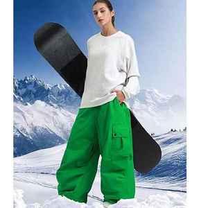 กางเกงสกีผ้าฝ้ายแบบฟรีสไตล์ OEM แบบกำหนดเอง กันลม กันน้ำ น้ำหนักเบา ไซส์ใหญ่ ทรงหลวม ซับในผ้ายีนส์ สำหรับเล่นสโนว์บอร์ด - Product Image 5