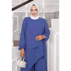 Hijab Aerobin à coupe asymétrique, ensemble 2 pièces indigo - Product Image 2