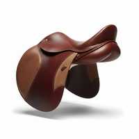Selle de cheval Premium Real International Saddlery RES-15 en cuir bicolore, confortable pour le dressage anglais, avec arceau en plastique durable