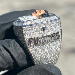 Bague de champion de style rappeur hip-hop à succès, en argent 925, sertie de diamants, véritable diamant moissanite VVS pour hommes - Product Image 3