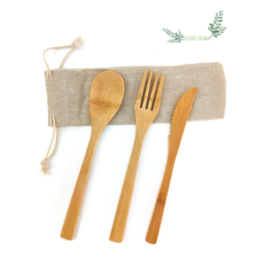 Juego de Cubiertos de Bambú 100% Ecológico en Oferta, Juego de Cubiertos de Bambú con Cuchara y Tenedor con Logotipo - Product Image 1