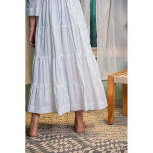 DAISY WHITE CASUAL DRESS Col Carré Acétate avec Appliques à Motif Solide pour Travail de Jour Tailles XS à XL - Product Image 6