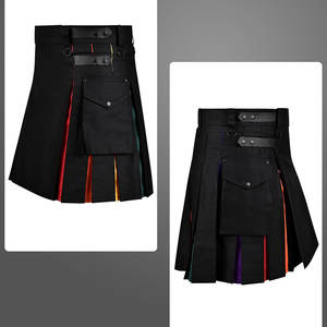 Kilt écossais traditionnel pour homme, kilt hybride en coton noir avec plis arc-en-ciel 2026 - Product Image 3