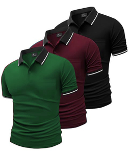 เสื้อโปโลสำหรับผู้ชายผ้าฝ้ายลายเรียบลำลอง - Product Image 1