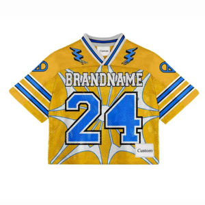 Y2k Pure Mesh Hip Hop Top Street Clothing Col en V Maillot de football américain Bonne qualité Football américain Sports à manches courtes - Product Image 3
