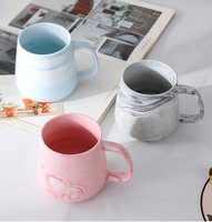Collection Marbre 420ml – Service à café et thé en céramique et porcelaine, design nordique créatif, texture sous-glaçure lisse et brillante, durable, pour la maison