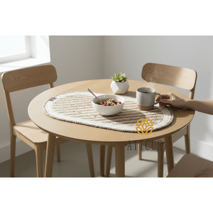 Eco-Friendly Striped Jute Braided Placemat Handwoven Natural Decorative <b>Table</b> <b>Mat</b> (70x40 cm) - Product Image 4