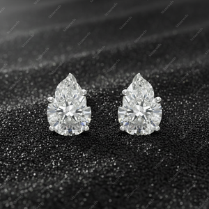 ต่างหูเพชรเพาะเลี้ยงในห้องปฏิบัติการ 3.0 กะรัต รับรองโดย GIA IGI ชุบทองคำแท้ 925 สำหรับเขาและเธอ ของขวัญคริสต์มาส - Product Image 1