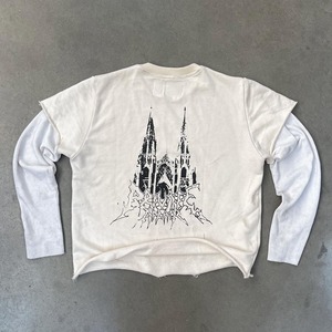 Sérigraphie personnalisée T-shirt à manches longues en coton gaufré à double couche - Product Image 2