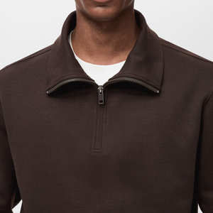 Sweat-shirt à capuche mi-zippé pour homme de haute qualité, 100% coton, hiver, logo personnalisé, molleton lourd - Product Image 5