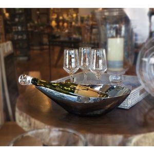 Bol de service en argent martelé moderne mélange d'acier en laiton de mariage fabriqué en Inde de haute qualité supérieure décor vaisselle à manger 2023 - Product Image 3