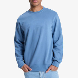 Suéter de hombre acanalado de cuello redondo de diseño personalizado Color sólido 100% algodón jersey personalizado estilo Streetwear sudadera para exteriores - Product Image 6