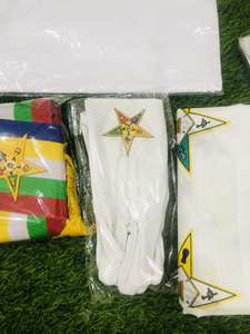 Masonic Regalia Gants OES en coton blanc avec différents emblèmes maçonniques Kit de 12 paires-HSE - Product Image 6