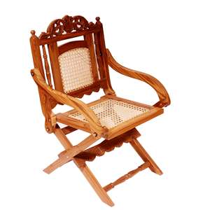 Silla Plegable de Madera y Tela Multicolor Moderna con Respaldo Bajo Grabado - Product Image 4