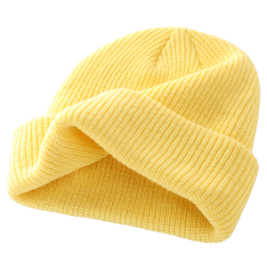 Oem Blank Cuff Acrylic Knitted Winter Custom Fluorescent Neon <b>Light</b> Yellow Beanie <b>Hats</b> - Product Image 4
