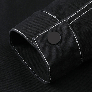 Vente en gros de vestes mode en jean à manches longues vestes en jean bleu déchiré pour hommes veste en jean personnalisée jeans pur coton prélavé - Product Image 6