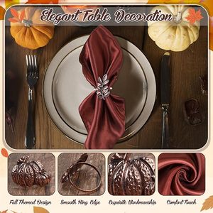 ห่วงใส่ผ้าเช็ดปากเหล็กมีดอกไม้เมเปิ้ลใช้ซ้ำได้สำหรับการชุมนุมในครอบครัวในชีวิตประจำวันของตกแต่งโต๊ะอาหาร - Product Image 2