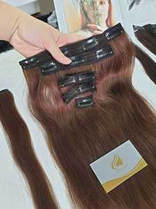 Ensemble de cheveux à clipser 100% cheveux bruts sans enchevêtrement, ensemble ou combo pour 1 tête prix de gros cheveux à cuticule alignée humaine pour la mariée - Product Image 4