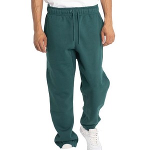 Pantalon de survêtement en molleton 100 % coton pour homme, taille élastique avec cordon de serrage, décontracté, poids moyen, vert - Product Image 1