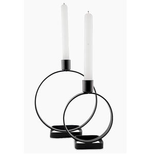 Nouvellement Design luxe noir grand ensemble de 2 bougeoirs support fer noir pour mariage hôtel maison bougeoirs muraux - Product Image 1