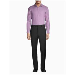 Camicia da Uomo Calvin Klein Slim-Fit Tinta Unita Rosso Bacca XL (17.5/36-37) in Tessuto Popeline Antipiega Stile Casual Fornitura ODM - Product Image 1